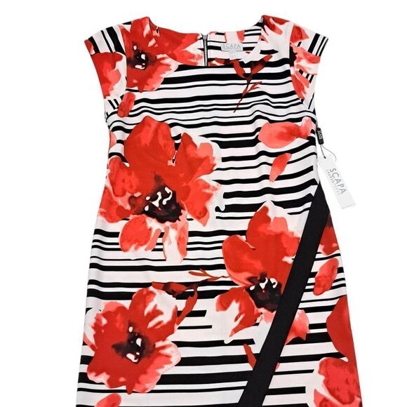 Scapa Lauren Perre Floral Print Elegant Chic Assymmetrical Hem Large Red NWT - Picture 15 of 15